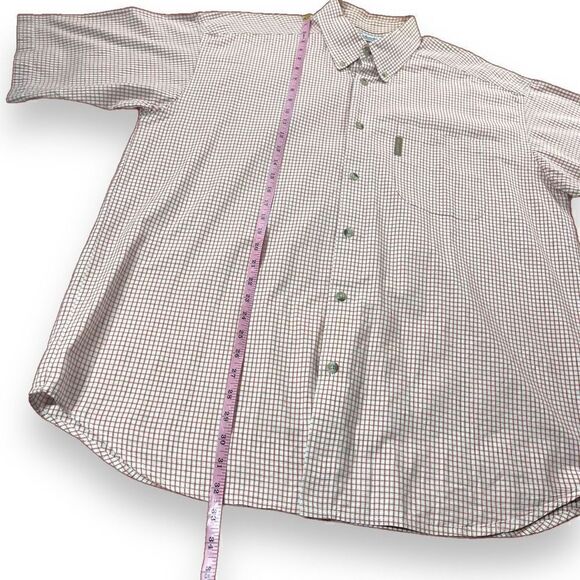 Columbia Shirt Mens Extra Large XL Orange Checked Short Sleeve Button Down - Picture 9 of 9
